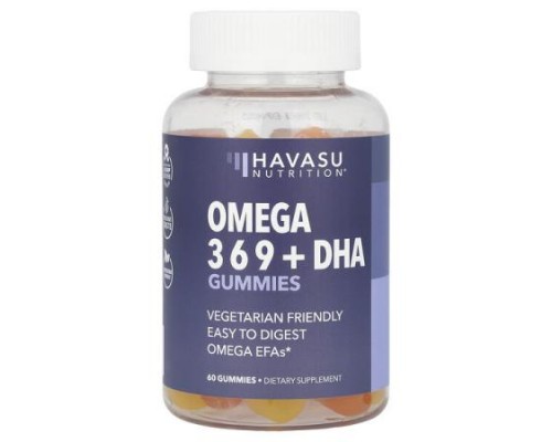 Havasu Nutrition, Omega 3 6 9 + DHA Gummies, Natural Lemon & Orange, 60 Gummies