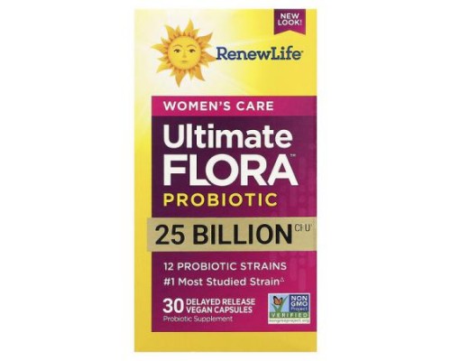 Renew Life, Women's Care, Ultimate Flora™ Probiotic, 25 Billion CFU, 30 Delayed Release Vegan Capsules