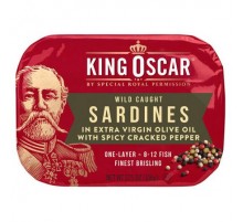 King Oscar, Wild Caught, Sardines In Extra Virgin Olive Oil, With Spicy Cracked Pepper, One Layer, 3.75 oz (106 g)