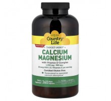 Country Life, Target-Mins®, Calcium Magnesium with Vitamin D Complex, 360 Vegan Capsules