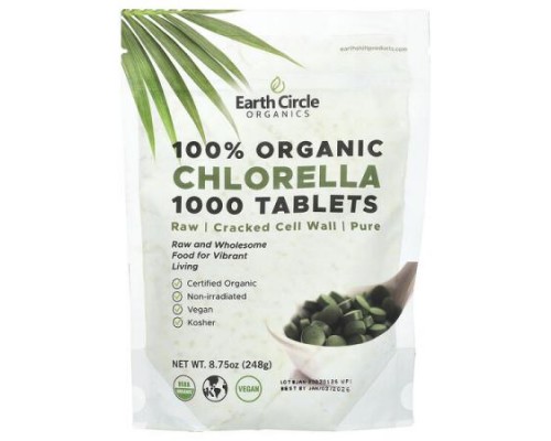 Earth Circle Organics, 100% Organic Chlorella, 1,000 Tablets, 8.75 oz (248 g) Earth Circle Organics, 100% Organic Chlorella, 1,000 Tablets, 8.75 oz (248 g)