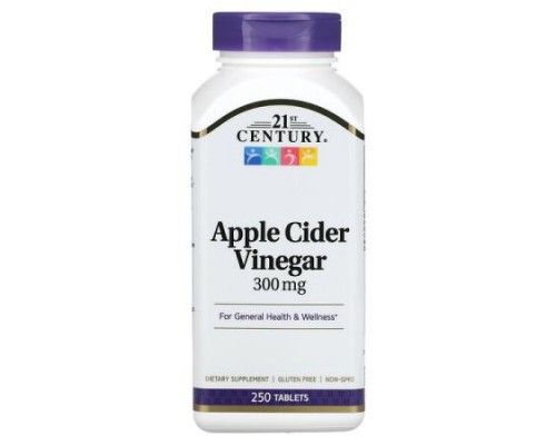 21st Century, Apple Cider Vinegar, 300 mg, 250 Tablets 21st Century, Apple Cider Vinegar, 300 mg, 250 Tablets