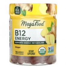 MegaFood, B12 Energy, Ginger, 70 Gummies