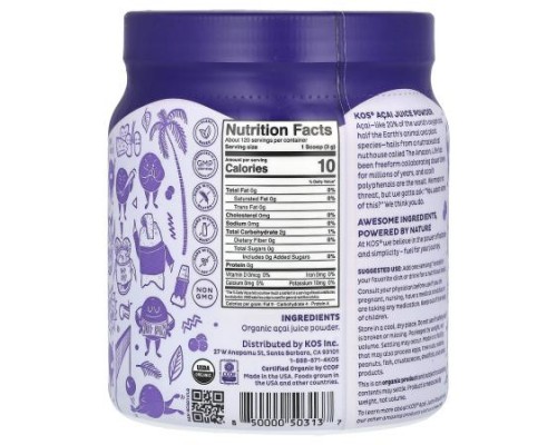 KOS, Organic Acai Juice Powder, 12.7 oz (360 g) KOS, Organic Acai Juice Powder, 12.7 oz (360 g)
