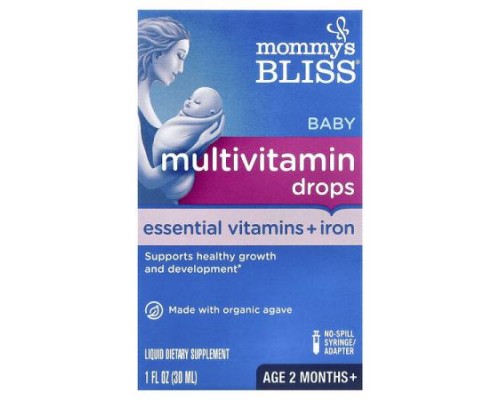 Mommy's Bliss, Baby Multivitamin Drops, Essential Vitamins + Iron, Age 2 Months +, 1 fl oz ( 30 ml) Mommy's Bliss, Baby Multivitamin Drops, Essential Vitamins + Iron, Age 2 Months +, 1 fl oz ( 30 ml)
