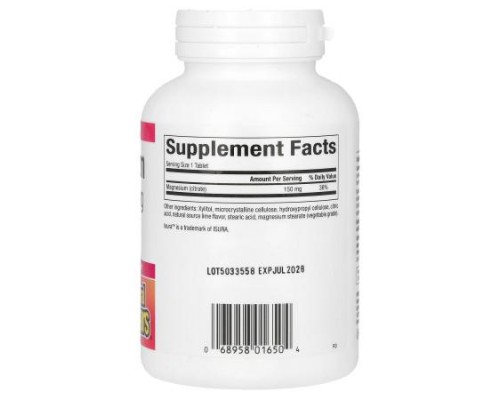 Natural Factors, Magnesium Citrate, Key Lime, 150 mg, 60 Chewable Tablets