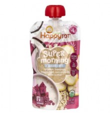 Happy Family Organics, Happy Tot, Super Morning, Dairy Free, For 2+ Years, Organic Bananas, Dragon Fruit, Coconutmilk, Oats & Chia, 4 oz (113 g)
