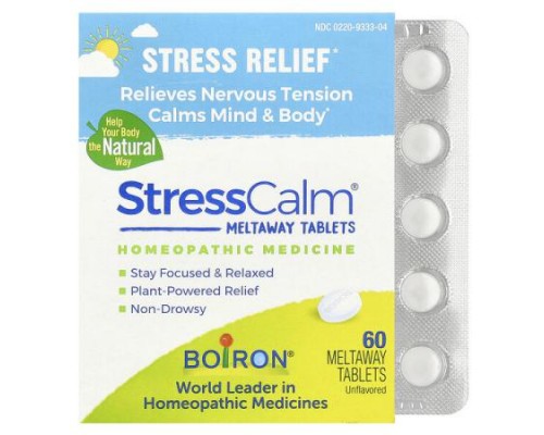 Boiron, StressCalm®, Unflavored, 60 Meltaway Tablets