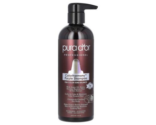 Pura D'or, Professional, ColorHarmony Purple Shampoo, 16 fl oz (473 ml) Pura D'or, Professional, ColorHarmony Purple Shampoo, 16 fl oz (473 ml)