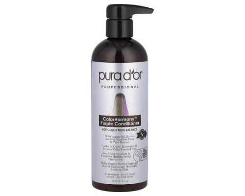 Pura D'or, Professional, ColorHarmony™ Purple Conditioner, 16 fl oz (473 ml) Pura D'or, Professional, ColorHarmony™ Purple Conditioner, 16 fl oz (473 ml)