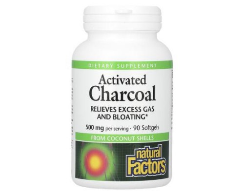 Natural Factors, Activated Charcoal, 90 Softgels (250 mg per Softgel) Natural Factors, Activated Charcoal, 90 Softgels (250 mg per Softgel)