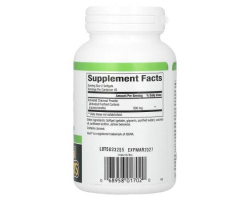 Natural Factors, Activated Charcoal, 90 Softgels (250 mg per Softgel) Natural Factors, Activated Charcoal, 90 Softgels (250 mg per Softgel)