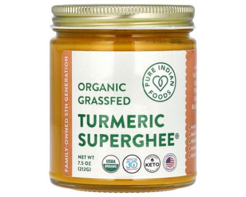 Pure Indian Foods, Organic Grassfed Turmeric Superghee, 7.5 oz (212 g) Pure Indian Foods, Organic Grassfed Turmeric Superghee, 7.5 oz (212 g)
