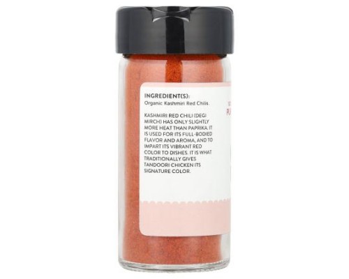Pure Indian Foods, Organic Kashmiri Red Chili, Ground, 2.1 oz (59 g) Pure Indian Foods, Organic Kashmiri Red Chili, Ground, 2.1 oz (59 g)