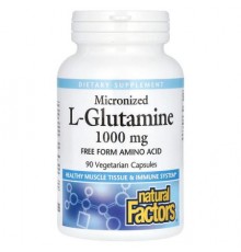 Natural Factors, Micronized L-Glutamine, 1,000 mg, 90 Vegetarian Capsules