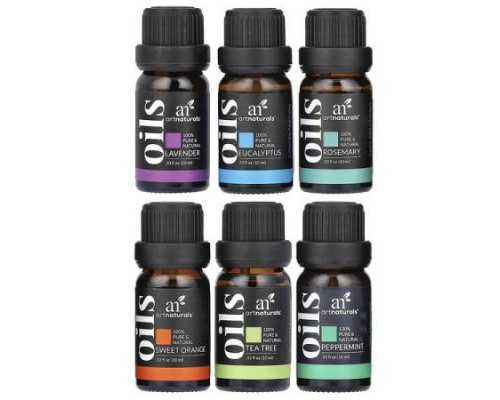 artnaturals, Top 6 Essential Oils Set, 6 Piece Set, .33 fl oz (10 ml) Each artnaturals, Top 6 Essential Oils Set, 6 Piece Set, .33 fl oz (10 ml) Each