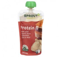 Sprout Organics, Baby Food, 8 Months & Up, Protein, Organic Root Vegetables, Apple & Beef, 4 oz (113 g)