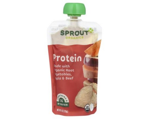 Sprout Organics, Baby Food, 8 Months & Up, Protein, Organic Root Vegetables, Apple & Beef, 4 oz (113 g) Sprout Organics, Baby Food, 8 Months & Up, Protein, Organic Root Vegetables, Apple & Beef, 4 oz (113 g)