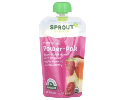 Sprout Organics, Power Pak, 12 Months & Up, Apple, Apricot & Strawberry, 4 oz (113 g) Sprout Organics, Power Pak, 12 Months & Up, Apple, Apricot & Strawberry, 4 oz (113 g)