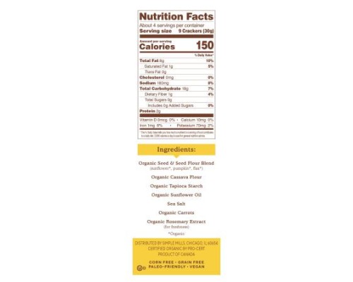 Simple Mills, Organic Seed Flour Crackers, Original, 4.25 oz (120 g) Simple Mills, Organic Seed Flour Crackers, Original, 4.25 oz (120 g)