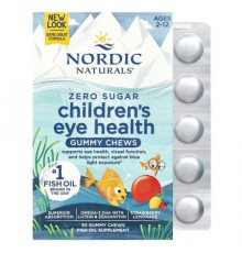 Nordic Naturals, Children's Eye Health Gummies, Zero Sugar, Ages 2-12, Strawberry Lemonade, 30 Gummy Chews