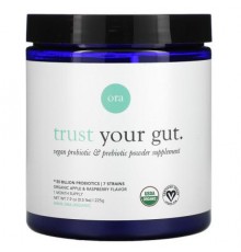 Ora, Trust Your Gut, Vegan Probiotic & Prebiotic Powder Supplement, Organic Apple & Raspberry , 7.9 oz (225 g)