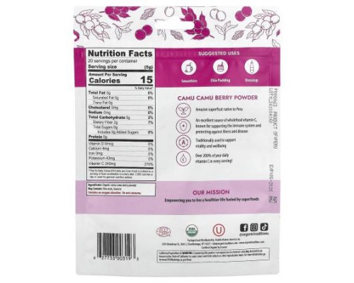 Organic Traditions, Camu Camu Berry Powder, 3.5 oz (100 g) Organic Traditions, Camu Camu Berry Powder, 3.5 oz (100 g)