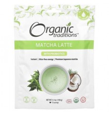 Organic Traditions, Matcha Latte with Probiotics, 5.3 oz (150 g)