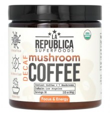 LA Republica, Mushroom Coffee, Instant Coffee + 7 Mushrooms, Decaf, 2.12 oz (60 g)