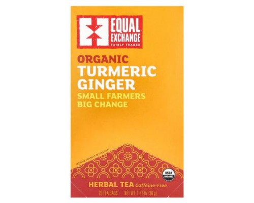 Equal Exchange, Organic Turmeric Ginger, Herbal Tea, Caffeine-Free, 20 Tea Bags, 1.27 oz (36 g)