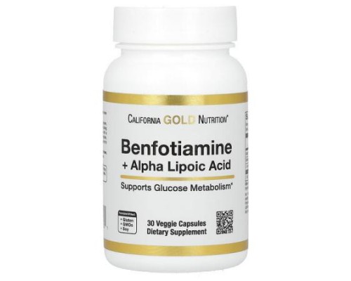 California Gold Nutrition, Benfotiamine + Alpha Lipoic Acid and L-Leucine, 30 Veggie Capsules California Gold Nutrition, Benfotiamine + Alpha Lipoic Acid and L-Leucine, 30 Veggie Capsules