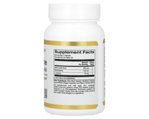 California Gold Nutrition, Benfotiamine + Alpha Lipoic Acid and L-Leucine, 30 Veggie Capsules California Gold Nutrition, Benfotiamine + Alpha Lipoic Acid and L-Leucine, 30 Veggie Capsules