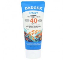 Badger, Sport, Mineral Sunscreen Cream, SPF 40, Unscented, 2.9 fl oz (87 ml)