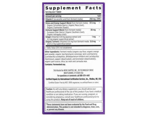 New Chapter, Immune Defense, Vitamin C + Elderberry, 30 Vegetarian Tablets