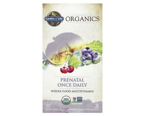 Garden of Life, Organics, Once Daily, Prenatal, Whole Food Multivitamin, 30 Vegan Tablets Garden of Life, Organics, Once Daily, Prenatal, Whole Food Multivitamin, 30 Vegan Tablets