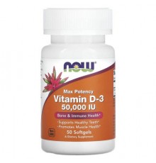 NOW Foods, Vitamin D-3, Max Potency, 50,000 IU, 50 Softgels