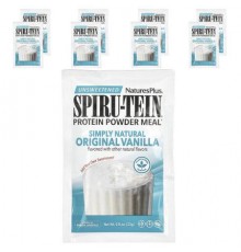 NaturesPlus, Spiru-Tein®, Protein Powder Meal, Unsweetened, Vanilla, 8 Packets, 0.8 oz (23 g) Each