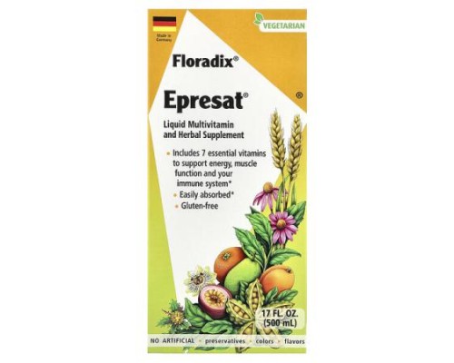 Floradix, Epresat®, Liquid Multivitamin and Herbal Supplement, 17 fl oz (500 ml) Floradix, Epresat®, Liquid Multivitamin and Herbal Supplement, 17 fl oz (500 ml)