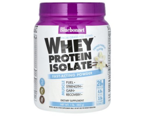 Bluebonnet Nutrition, Whey Protein Isolate, French Vanilla, 1 lb (462 g) Bluebonnet Nutrition, Whey Protein Isolate, French Vanilla, 1 lb (462 g)