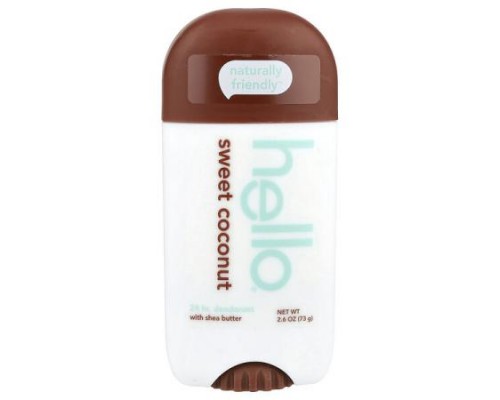 Hello, 24 Hr Deodorant with Shea Butter, Sweet Coconut, 2.6 oz (73 g)