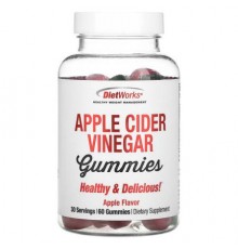 DietWorks, Apple Cider Vinegar Gummies, Apple Flavor, 60 Gummies