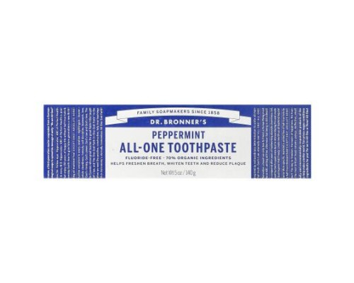 Dr. Bronner's, All-One Toothpaste, Peppermint, 5 oz (140 g) Dr. Bronner's, All-One Toothpaste, Peppermint, 5 oz (140 g)