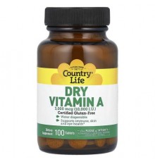 Country Life, Dry Vitamin A, 3,000 mcg (10,000 IU), 100 Tablets