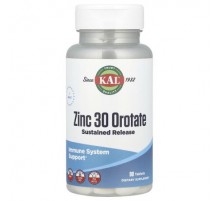 KAL, Zinc 30 Orotate, Sustained Release, 30 mg , 90 Tablets