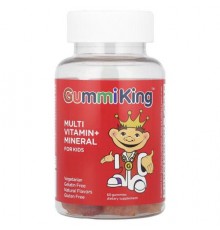 GummiKing, Multi Vitamin + Mineral For Kids, Grape, Lemon, Orange, Strawberry And Cherry, 60 Gummies