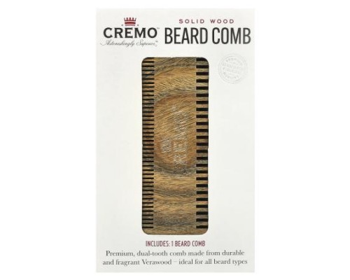 Cremo, Solid Wood Beard Comb, 1 Comb Cremo, Solid Wood Beard Comb, 1 Comb