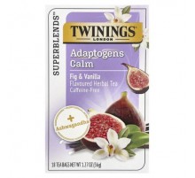 Twinings, Superblends™, Adaptogens Calm Herbal Tea, Fig & Vanilla, Caffeine Free, 18 Tea Bags, 1.27 oz (36 g)