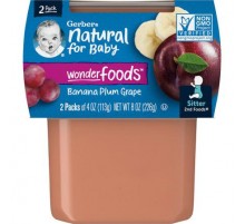 Gerber, Natural for Baby, Wonder Foods™, 2nd Foods®, Banana Plum Grape, 2 Pack, 4 oz (113 g) Each