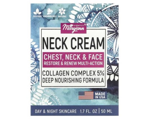 MaryAnn Organics, Neck Cream, For All Skin Types, 1.7 fl oz (50 ml)