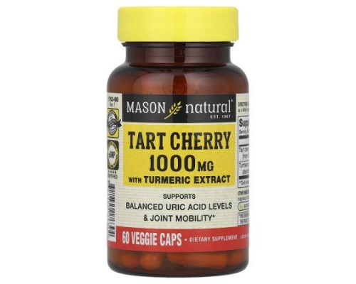 Mason Natural, Tart Cherry with Turmeric Extract, 1,000 mg, 60 Veggie Caps